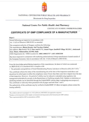 bsv-eu-gmp-certification-ambernath-plant